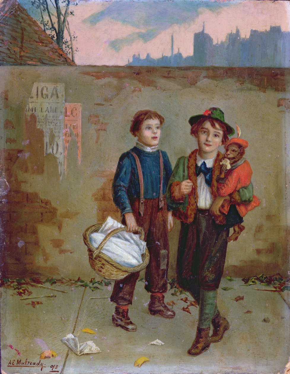 Koldusok és egy majom, 1893 alkotó: Augustus Edward Mulready