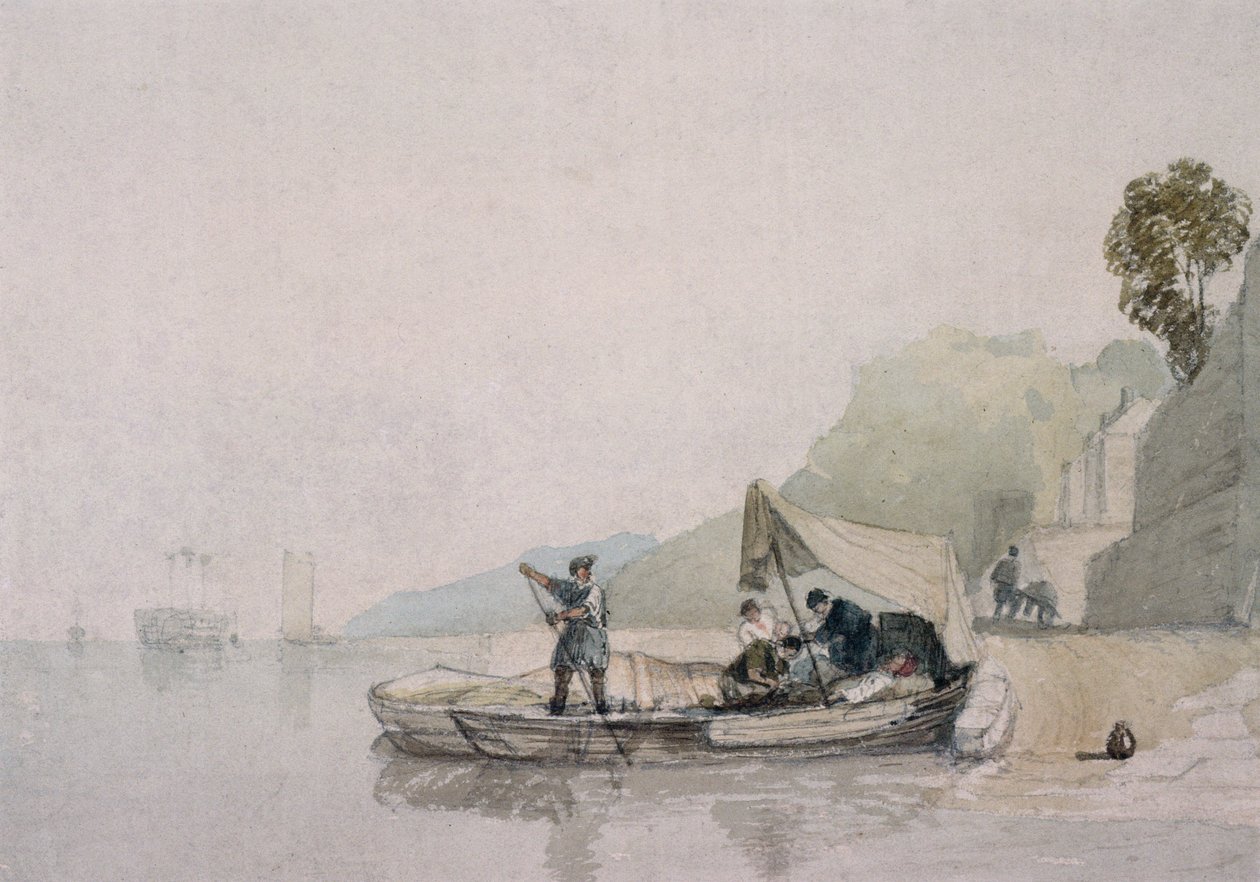 Tengerparti jelenet csónakokkal és figurákkal (rajz) alkotó: Augustus Wall Callcott