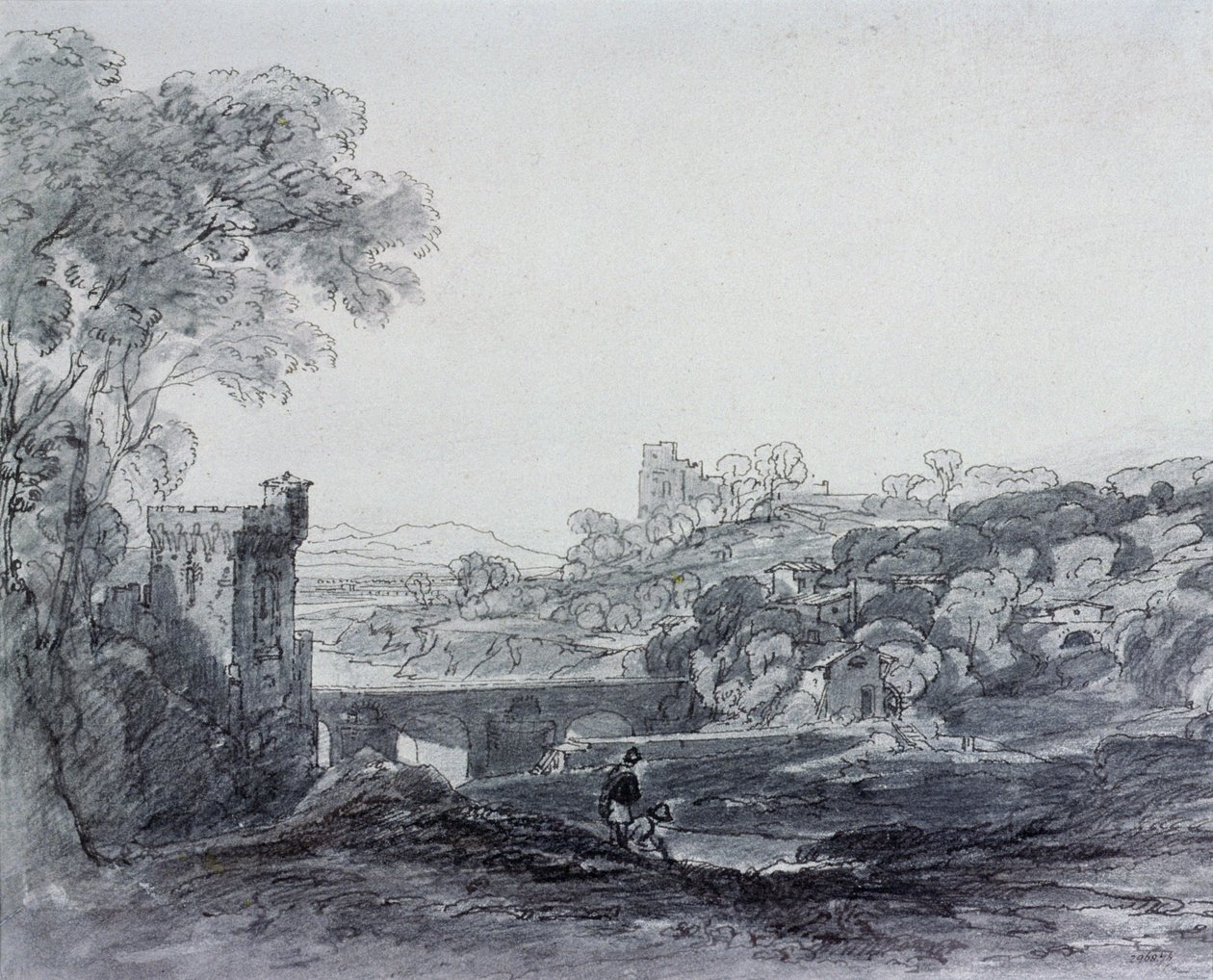 Nézet Olaszországban (rajz) alkotó: Augustus Wall Callcott