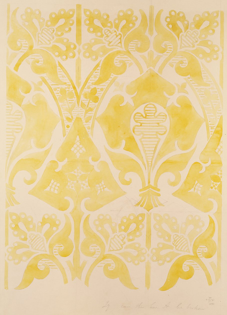 Dizájn bársony vagy selyem brokatellhez, 1850 (ceruza és WC papíron) alkotó: Augustus Welby Northmore Pugin