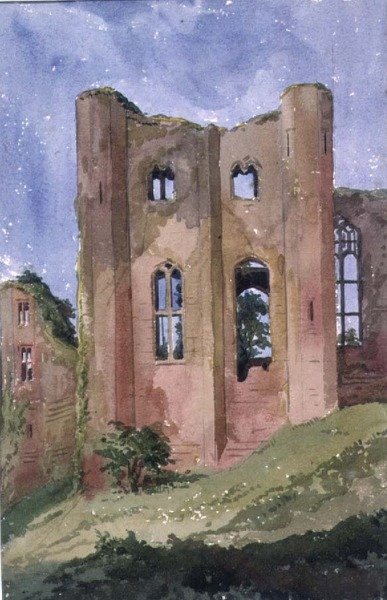 Kenilworth kastély, Warwick, kilátás a nagyteremmel szomszédos toronyból, 19. század alkotó: Augustus Welby Northmore Pugin