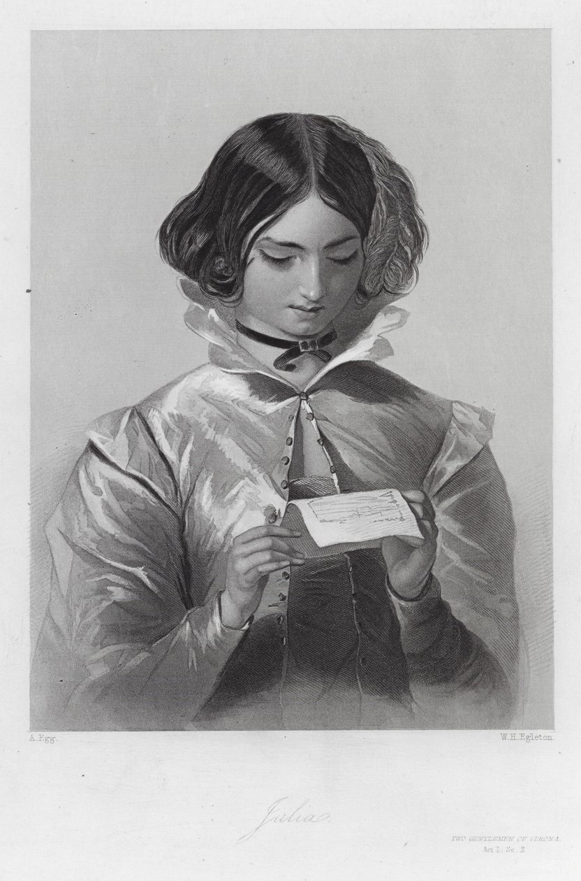 Júlia, a Veronai két úriember egyik szereplője (metszet) alkotó: Augustus (after) Egg