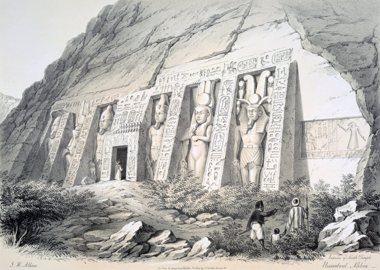 Az északi templom külseje, Ebsamboul, Núbia, 1850 alkotó: Augustus Butler