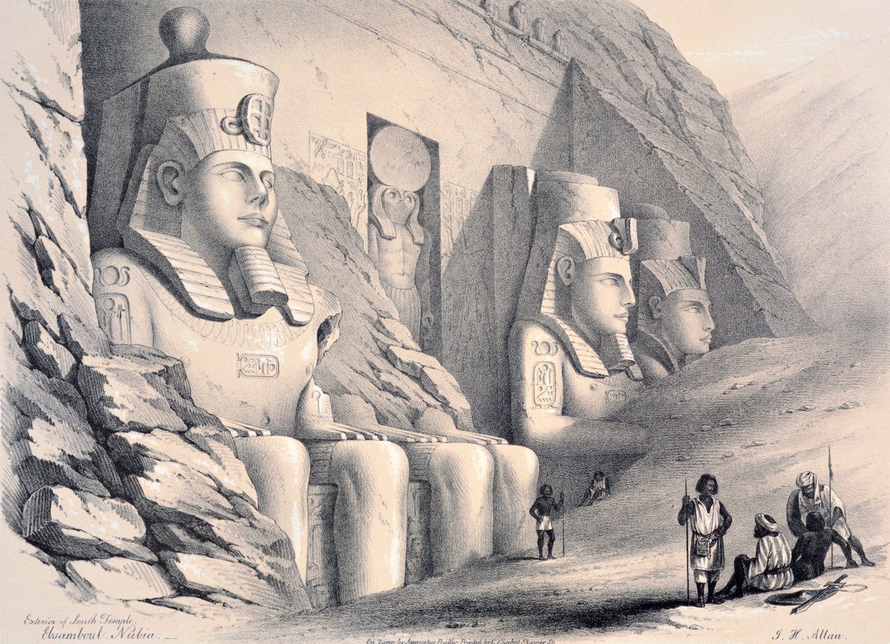 A déli templom külseje, Ebsamboul, Núbia, 1850 körül alkotó: Augustus Butler