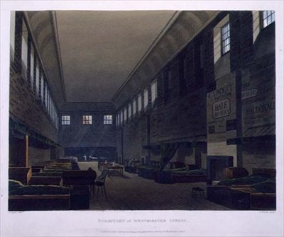 A Westminster Iskola kollégiuma, a „History of the Westminster School”-ból, a „History of the Colleges” része, metszett J. Bluck (fl.1791-1831) pub. R. Ackermann alkotó: Augustus Charles (after) Pugin