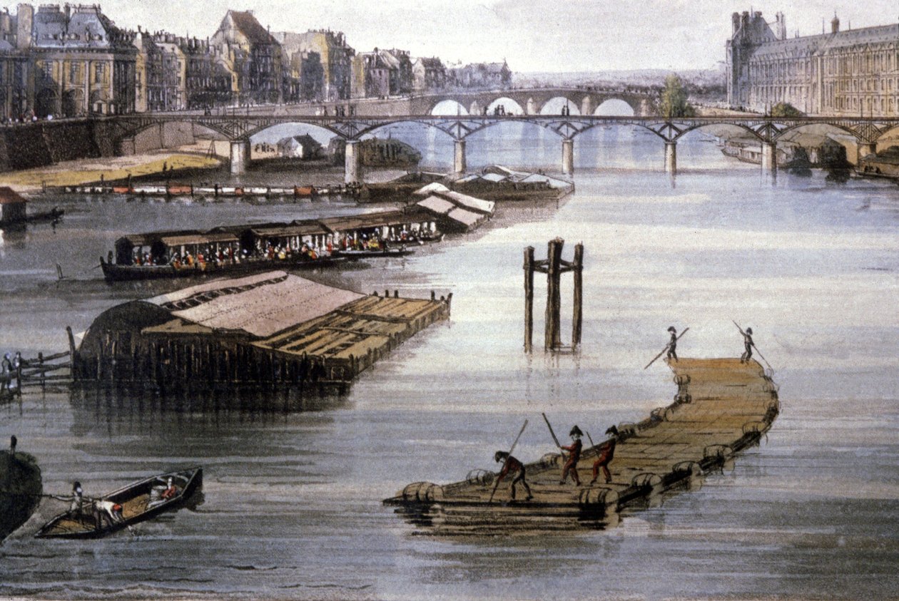 Teherszállítás Párizsban, 1810 körül (metszet) alkotó: Augustus Charles (after) Pugin