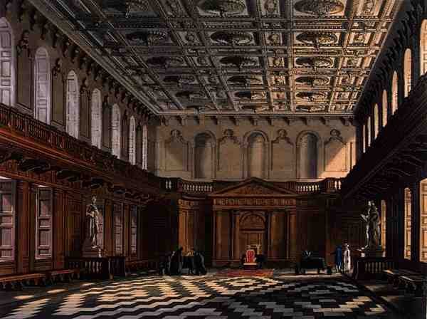 A Cambridge-i Szenátus Házának belseje a „The History of Cambridge”-ből, Daniel Havell (1785-1826) metszete, pub. R. Ackermann alkotó: Augustus Charles (after) Pugin