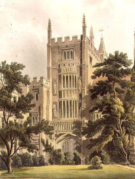 Az Old Gate a Magdalen College-ban, illusztráció az "Oxford Colleges története"-ből, J. Bluck (fl.1791-1831) vésett pub. R. Ackermann alkotó: Augustus Charles (after) Pugin