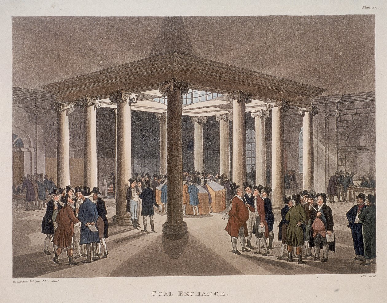 Széntőzsde, London, 1808 alkotó: Augustus Charles Pugin, Thomas Rowlandson