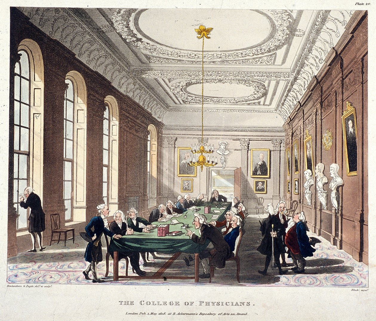 College of Physicians, London, 1808 alkotó: Augustus Charles Pugin, Thomas Rowlandson