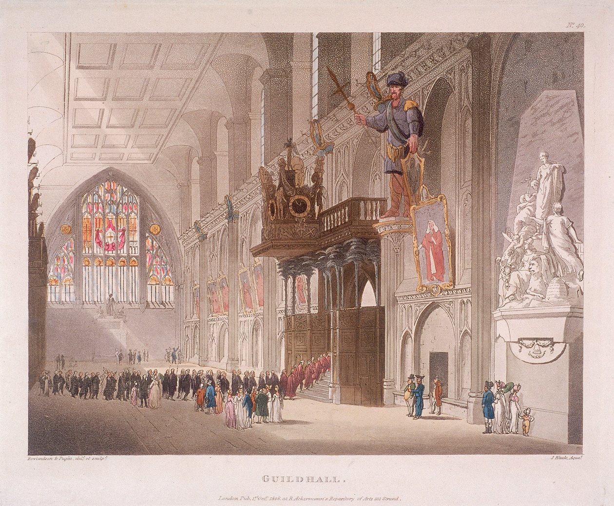 Guildhall, London, 1808 alkotó: Augustus Charles Pugin, Thomas Rowlandson
