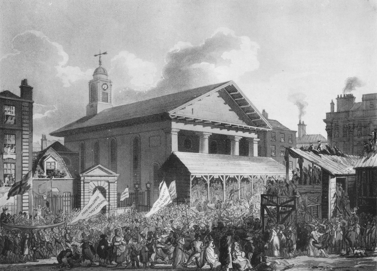 St Pauls Church, Covent Garden Market, az 1808-as, 1911-es westminsteri választások idején alkotó: Augustus Charles Pugin