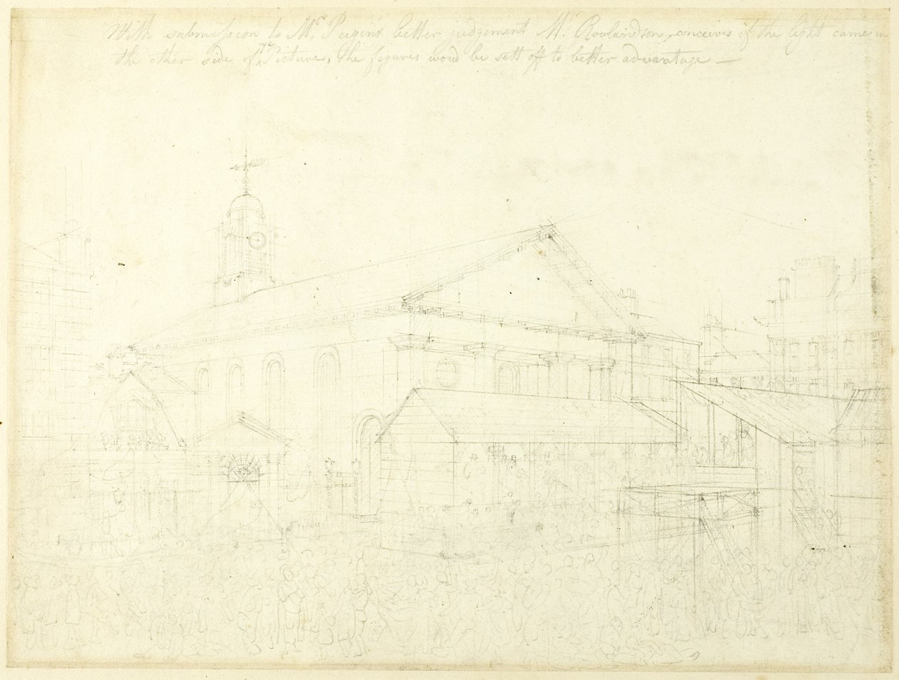 Tanulmány a Covent Garden Market, Westminster Election, a Microcosm of Londonból alkotó: Augustus Charles Pugin