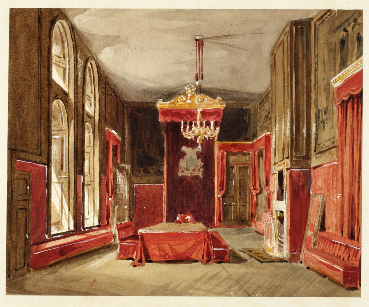 Study for Drawing Room, St. James, a Microcosm of London alkotó: Augustus Charles Pugin