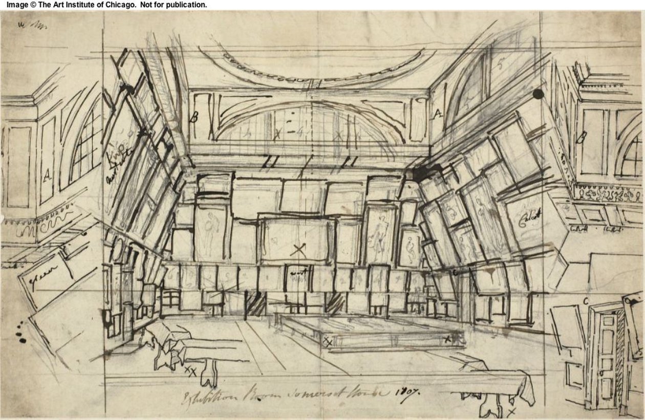 Tanulmány a Somerset House Kiállítóteremhez, a Microcosm of Londontól alkotó: Augustus Charles Pugin
