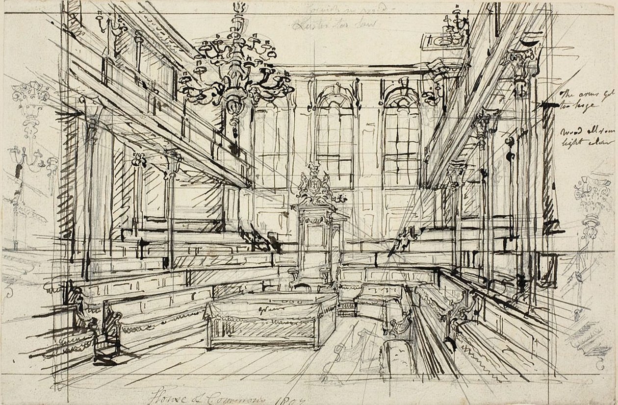 Tanulmány a House of Commons számára, a Microcosm of Londontól alkotó: Augustus Charles Pugin
