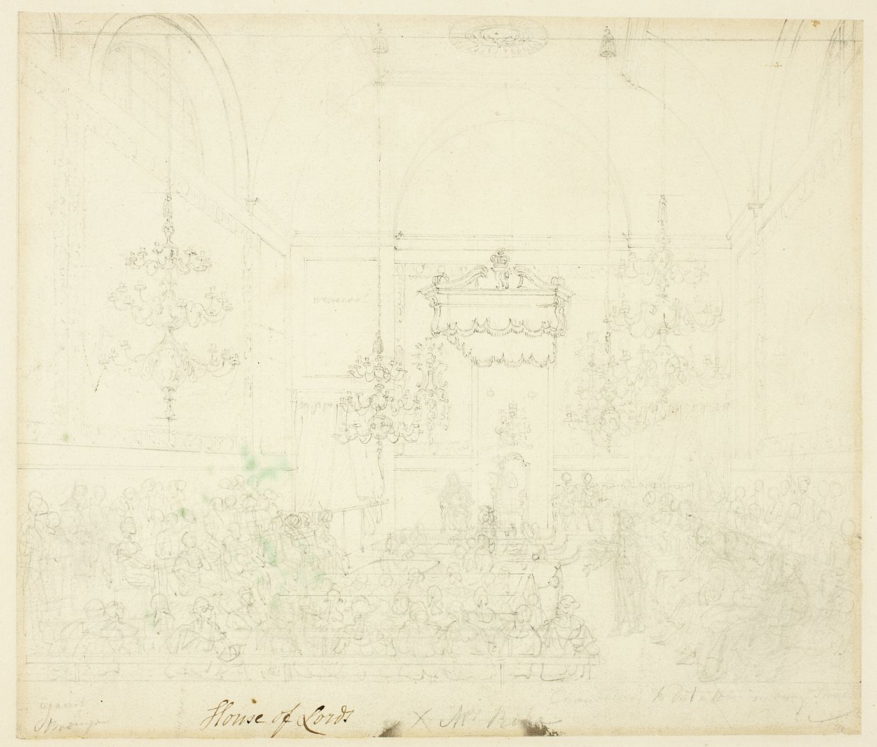 Tanulmány a Lordok Házának, a Microcosm of Londontól alkotó: Augustus Charles Pugin