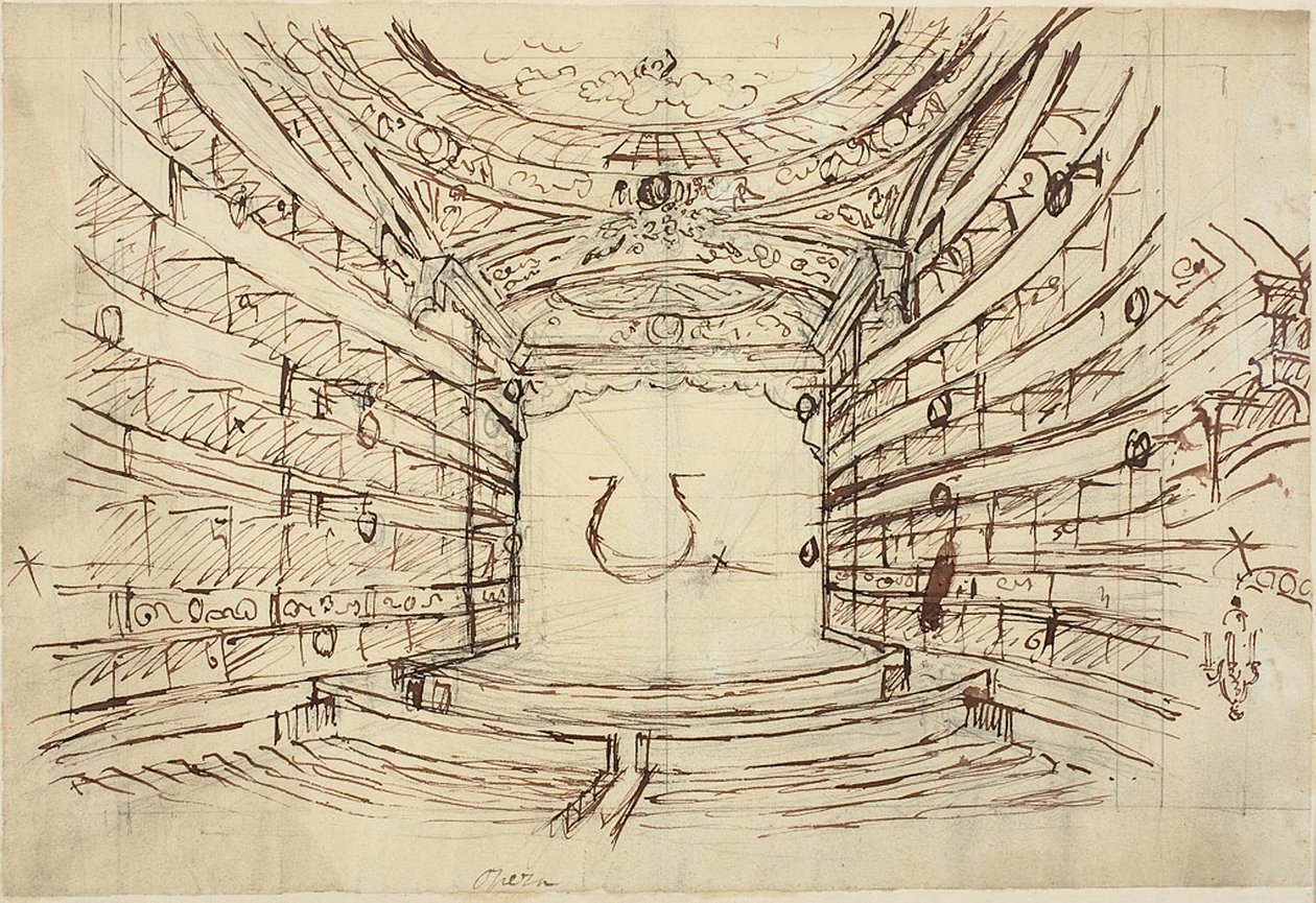 Tanulmány az Operaház számára, a Microcosm of Londontól alkotó: Augustus Charles Pugin