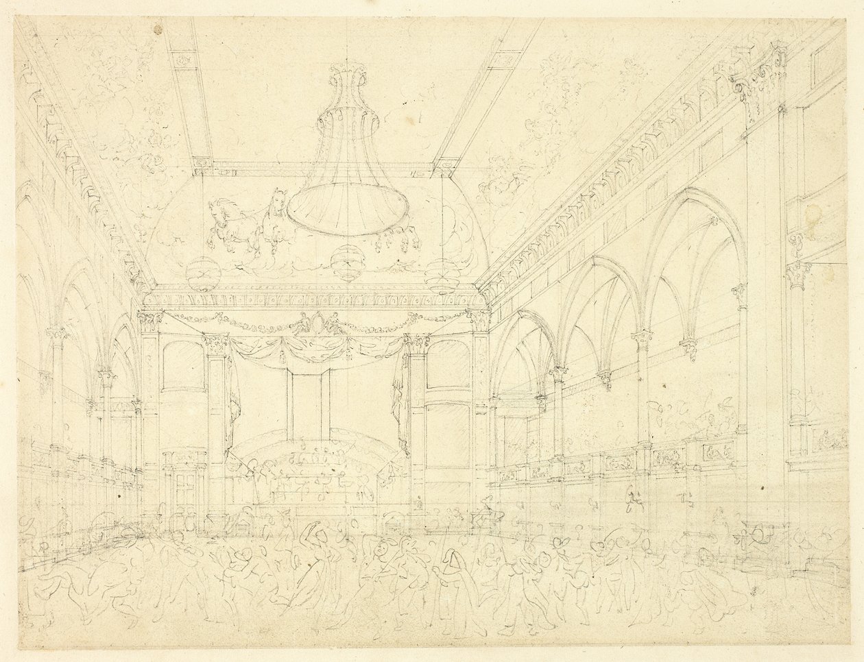 Tanulmány a Pantheon Masquerade számára, a londoni Microcosmtól alkotó: Augustus Charles Pugin