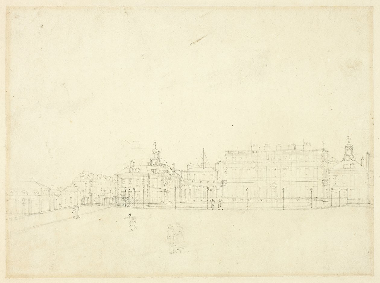 Tanulmány a királynő palotájához, St. James Park alkotó: Augustus Charles Pugin