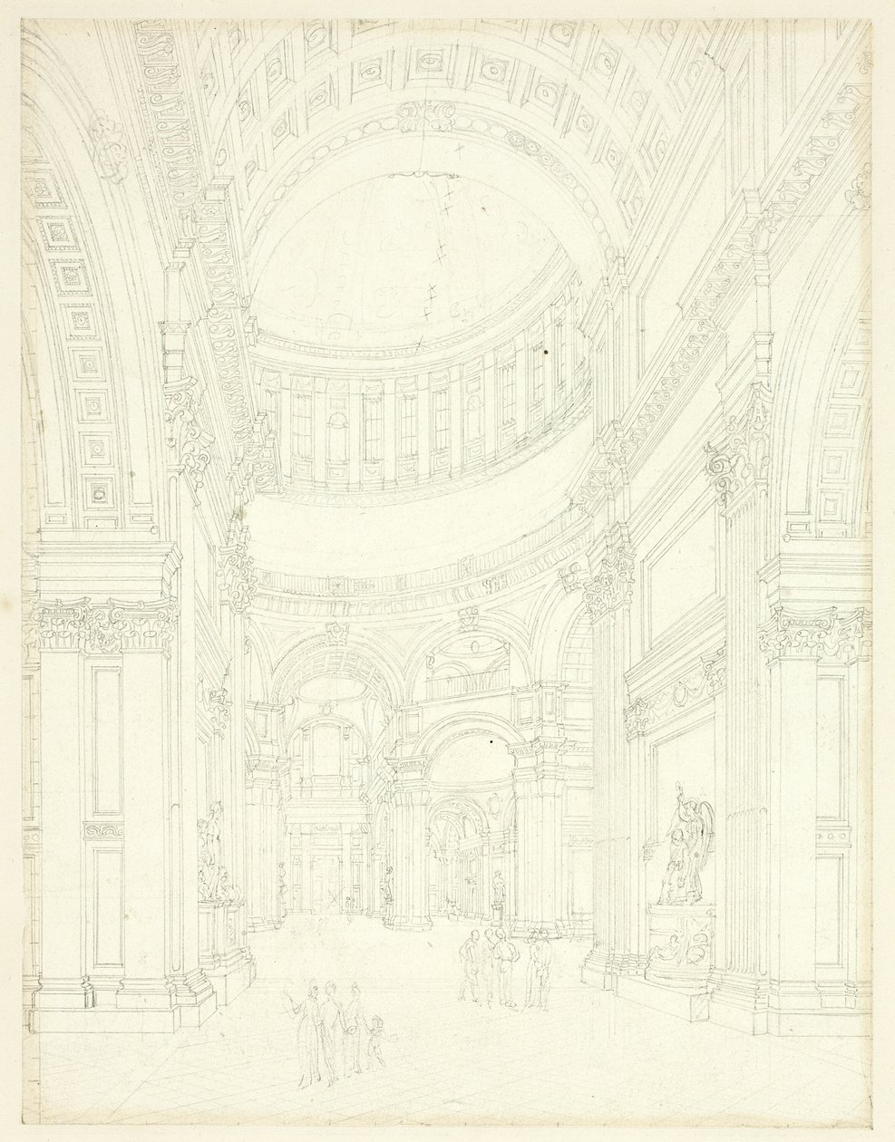 Tanulmány a Szent Pál katedrálishoz, a London mikrokozmoszából alkotó: Augustus Charles Pugin