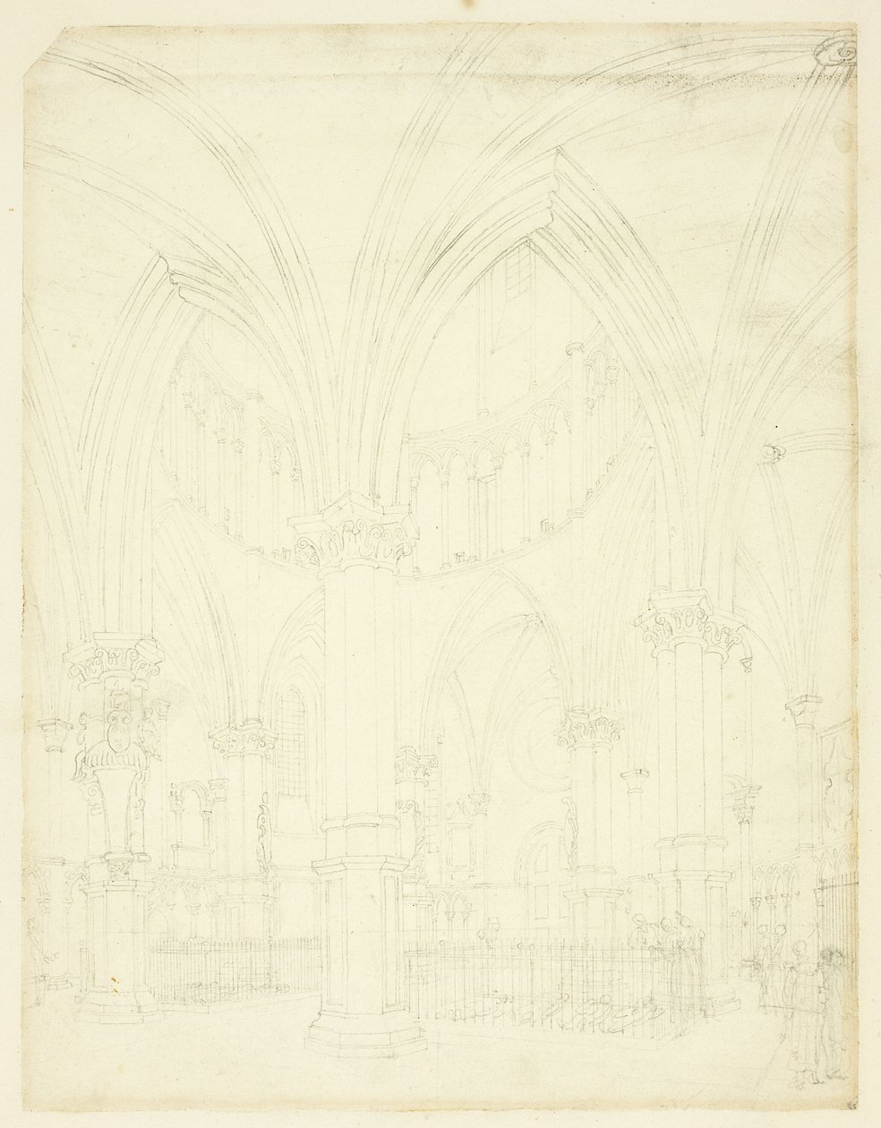 Tanulmány a Temple Church számára, a londoni Microcosmtól alkotó: Augustus Charles Pugin