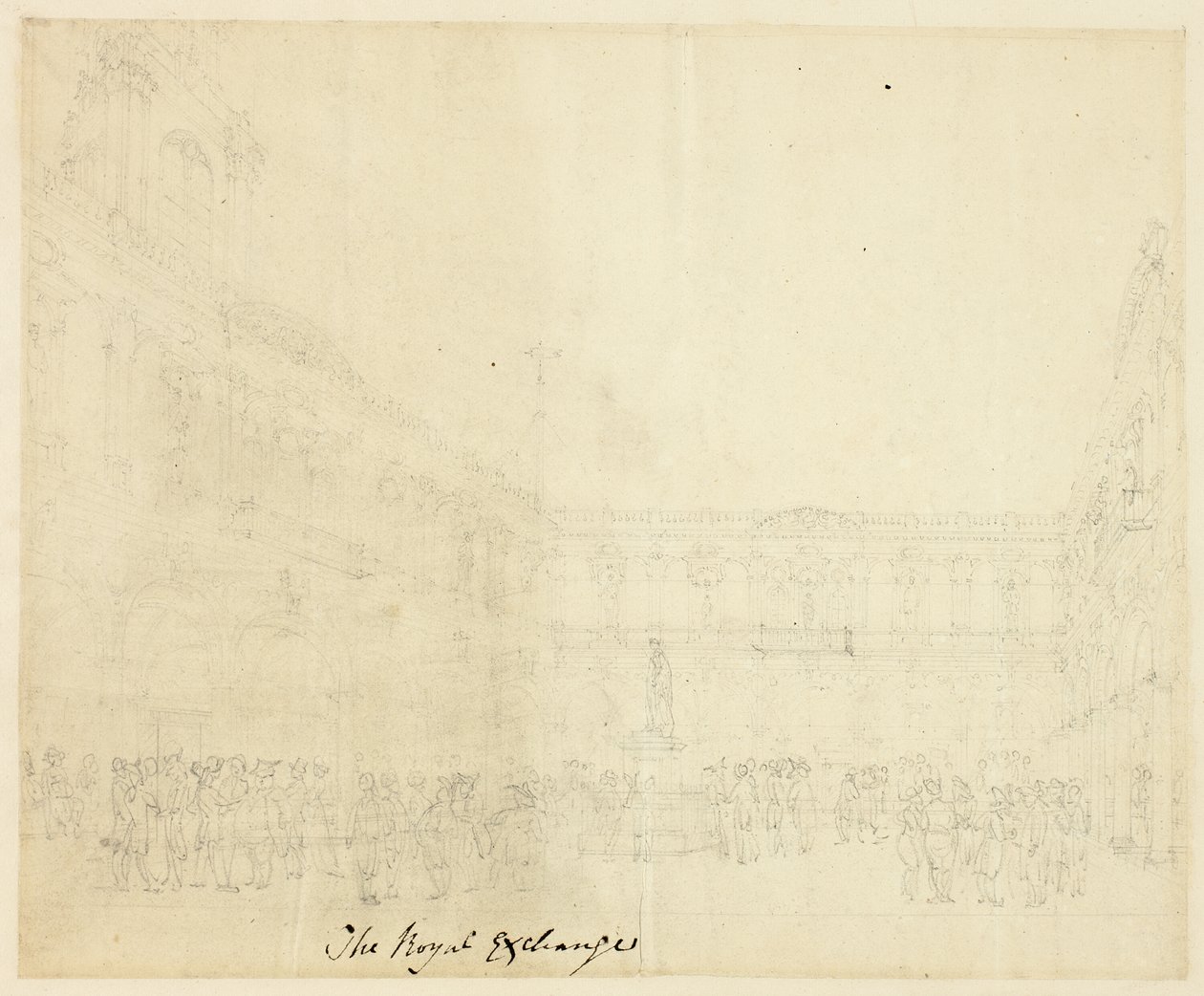 Tanulmány a Royal Exchange számára, a londoni Microcosmtól alkotó: Augustus Charles Pugin