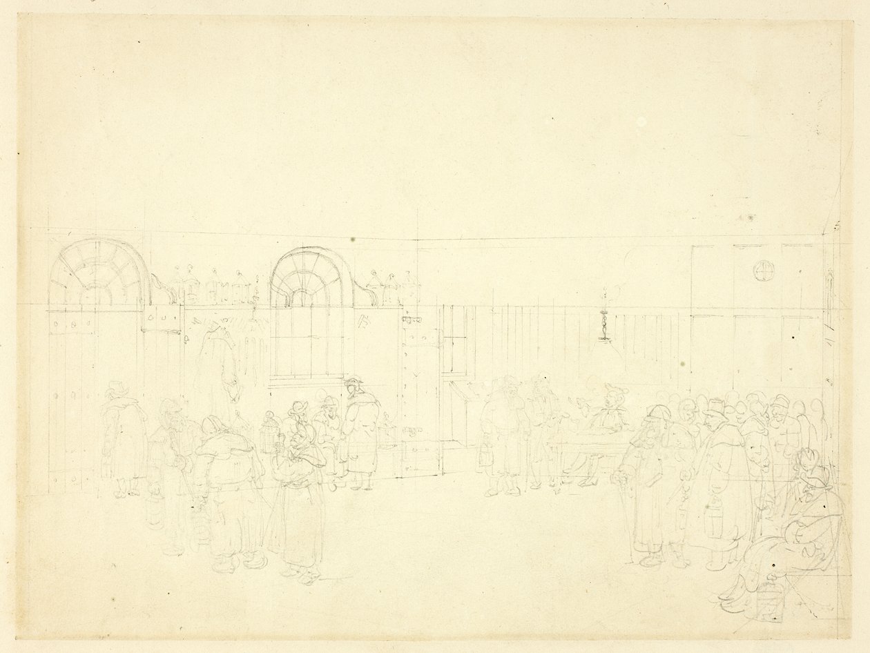 Tanulmány a Watch House, St. Mary Le Bone számára, a Microcosm of Londontól alkotó: Augustus Charles Pugin