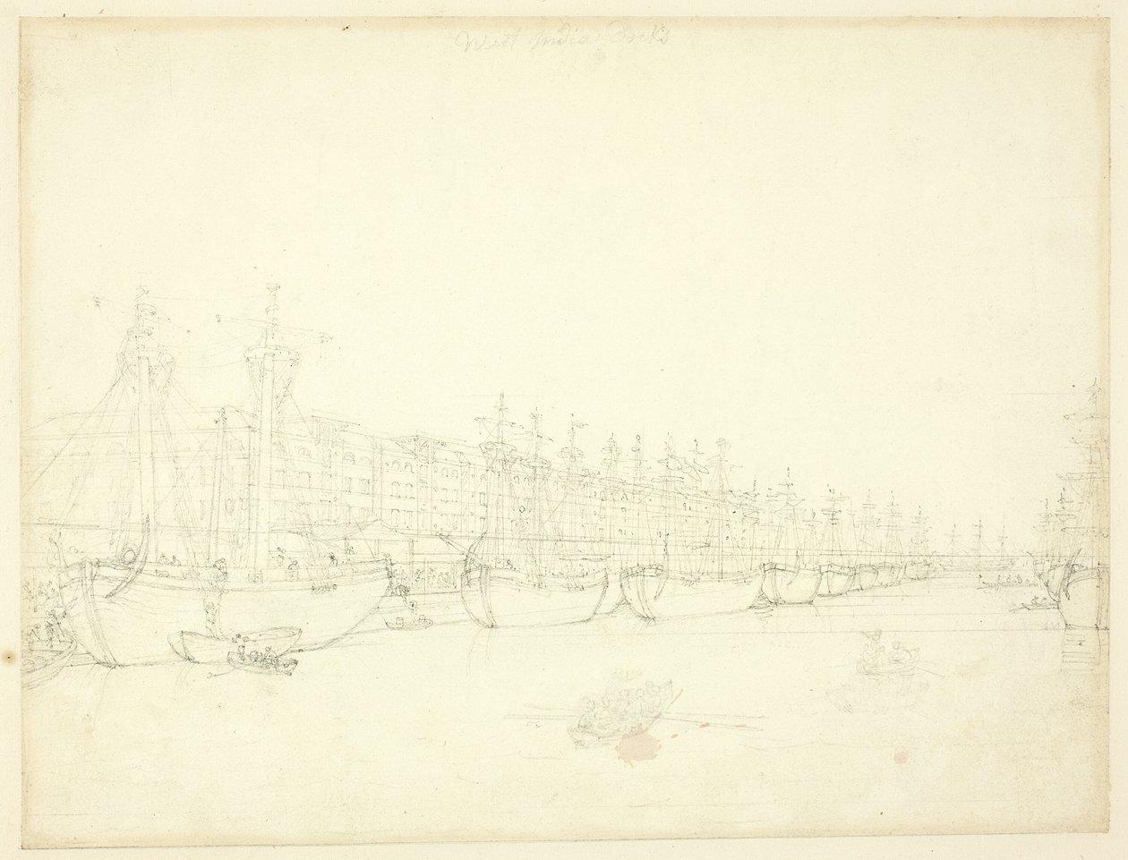 Tanulmány a West India Docks számára, a Microcosm of Londontól alkotó: Augustus Charles Pugin