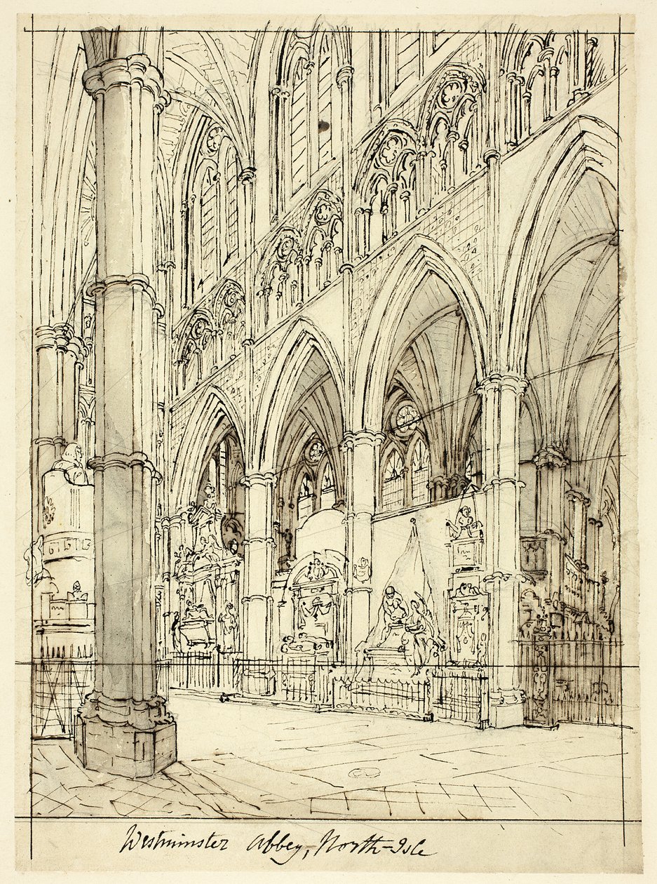 Tanulmány a Westminster Abbey számára, a londoni Microcosmtól alkotó: Augustus Charles Pugin