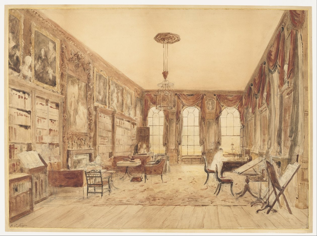 A cassioburyi könyvtár belseje alkotó: Augustus Charles Pugin