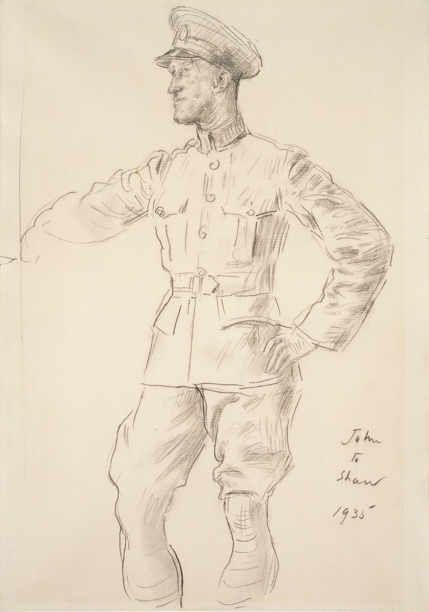 Repülőgép T.E. portréja Arábiai Shaw Lawrence, 1935 alkotó: Augustus John