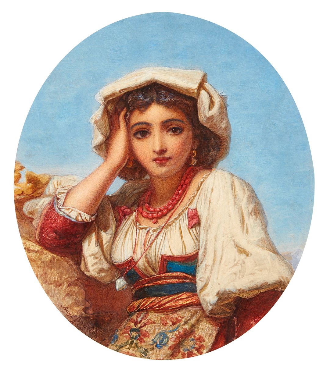 Egy olasz lány feje (akvarell) alkotó: Augustus Jules Bouvier