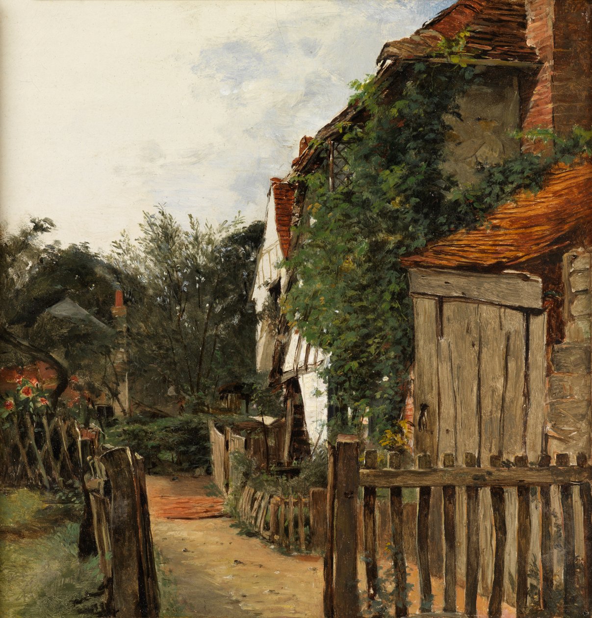 Egy házikó kert (olaj a panelen) alkotó: Augustus Leopold Egg