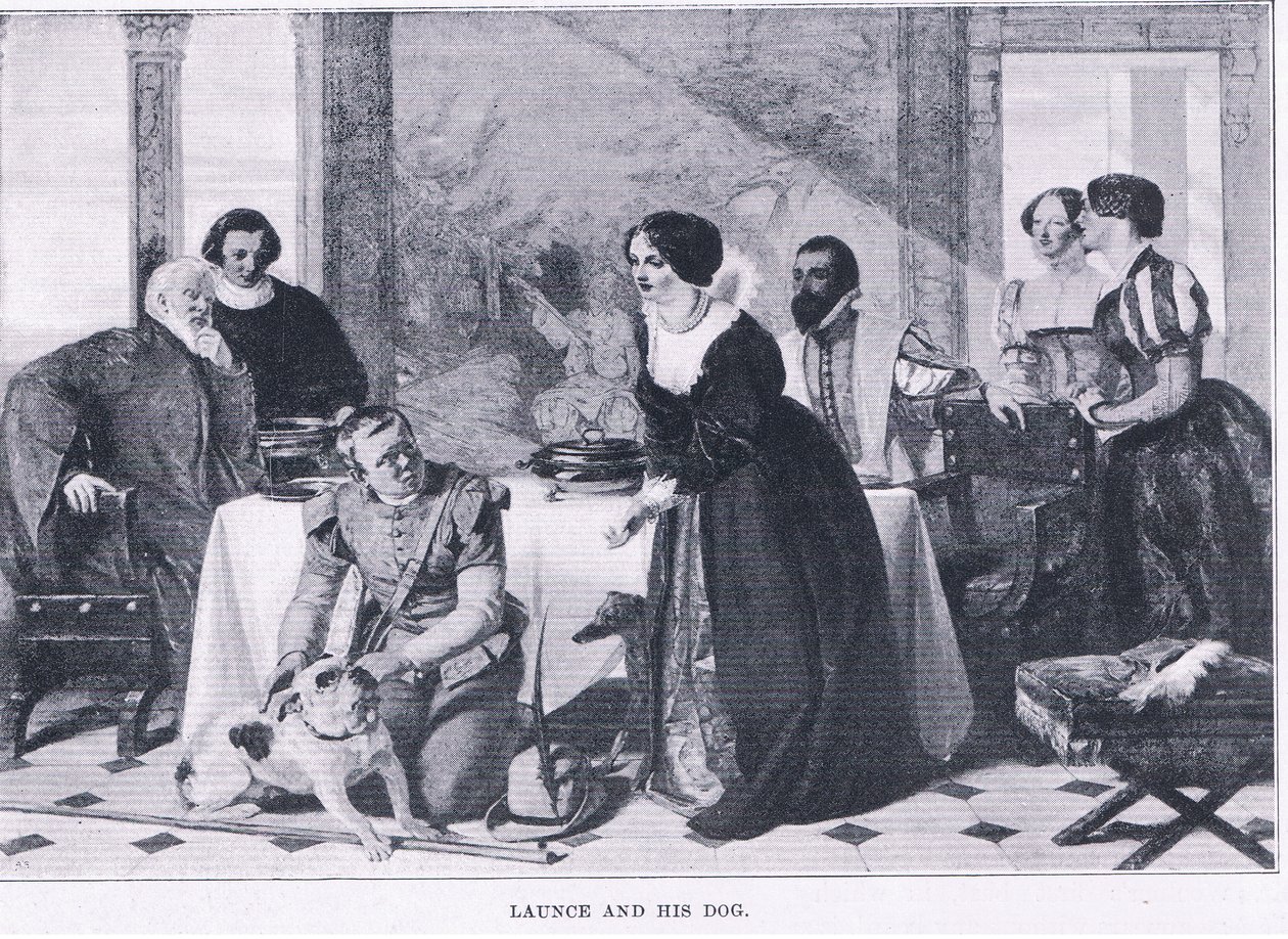 Launce és kutyája, a The Magazine of Art 1893-ból, Cassell and Company alkotó: Augustus Leopold Egg