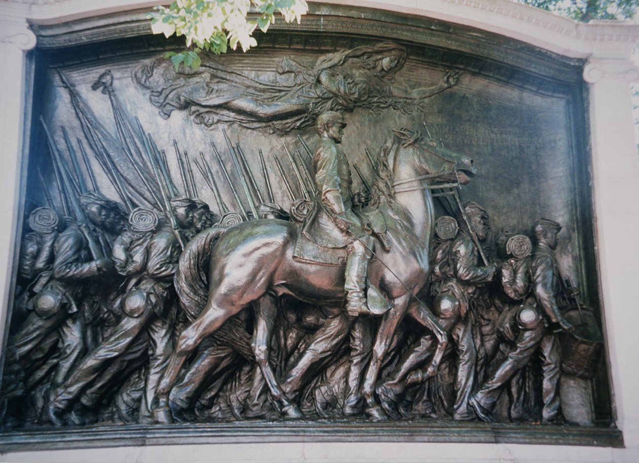 Robert Gould Shaw (1837-63) emlékműve az 54. Massachusettsi Ezrednek alkotó: Augustus Saint Gaudens