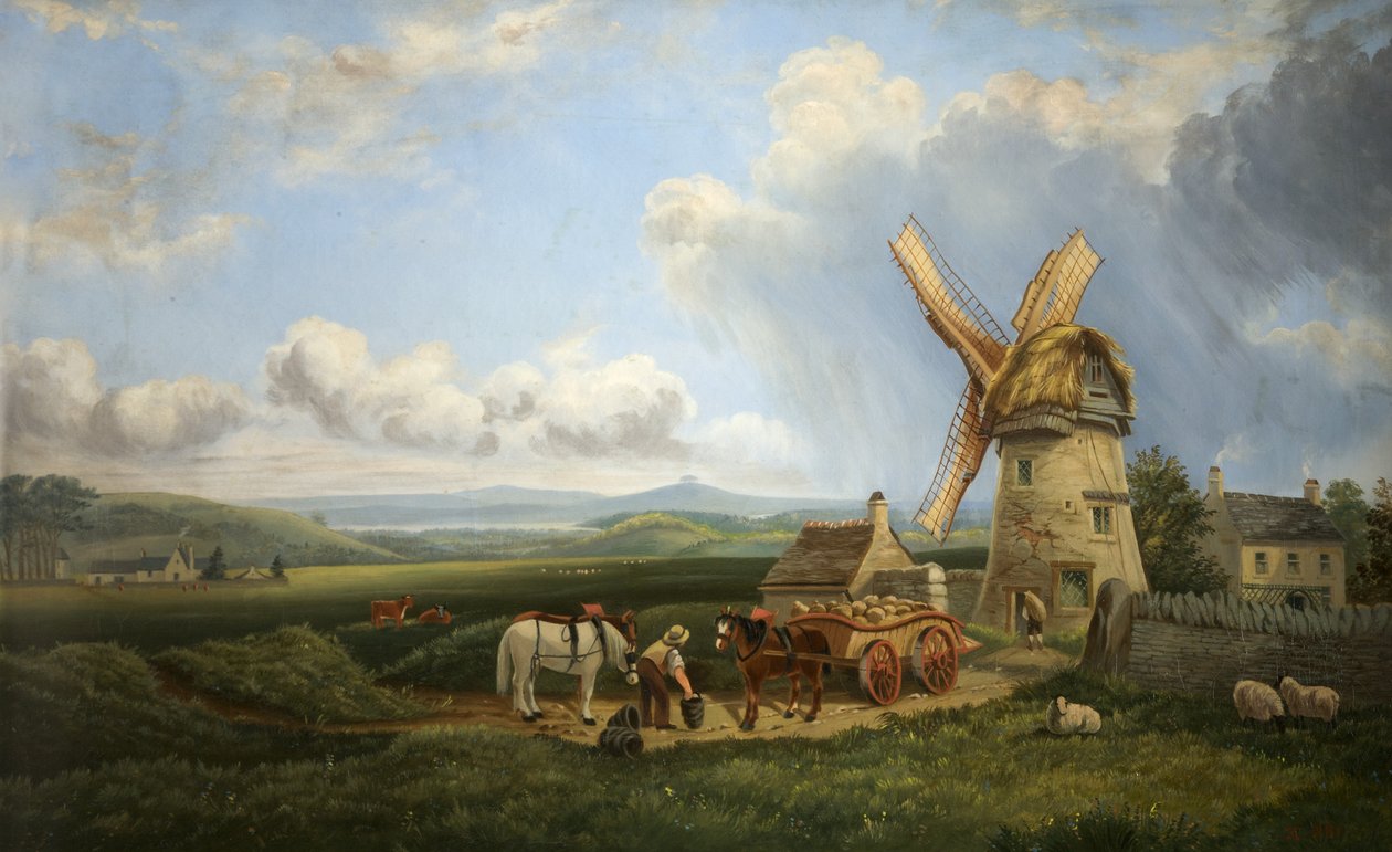 Kearsey szélmalom, Minchinhampton Common, Gloucestershire alkotó: Augustus Turner