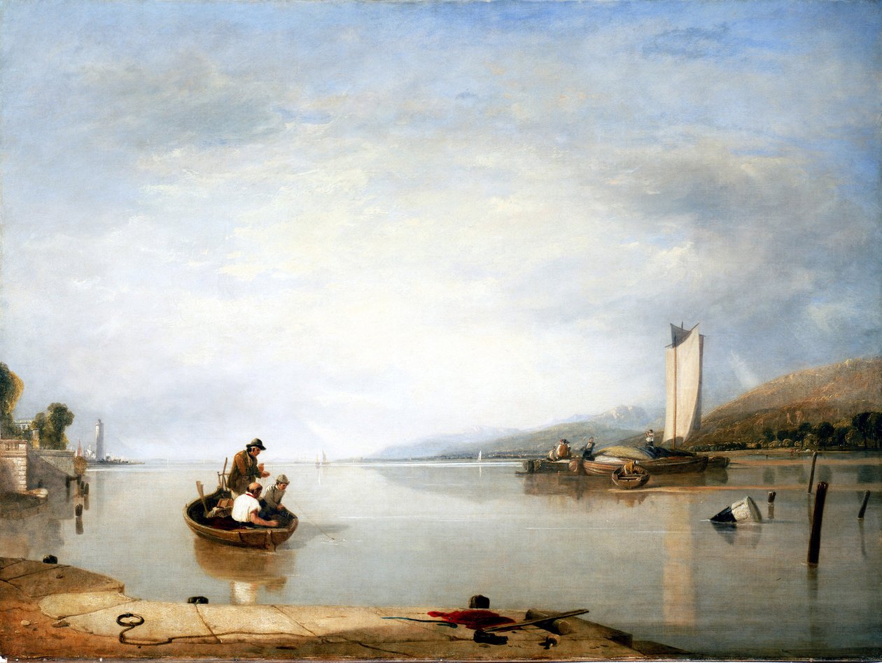 Horgászjelenet Cowes Castle közelében (Anglia). Sir Augustus Wall Callcott (1779-1844) olaj, vászon. alkotó: Augustus Wall Callcott