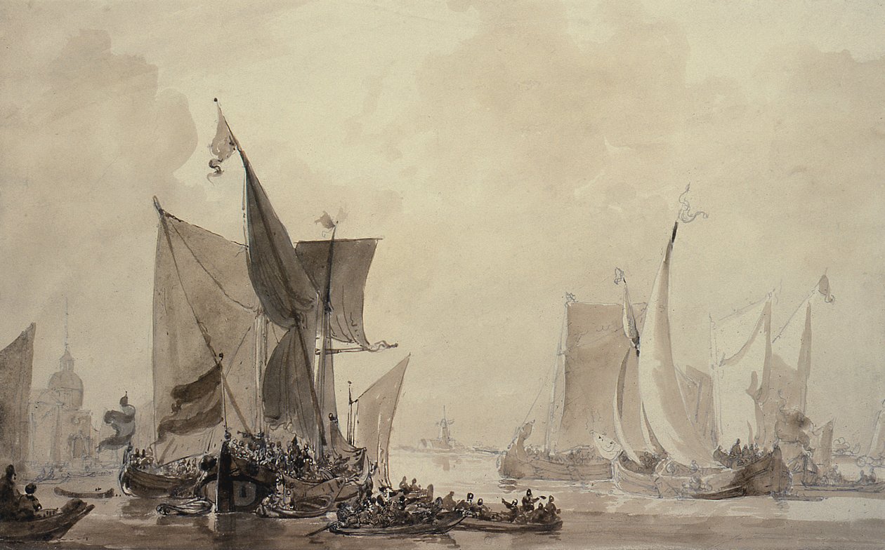 Tengeri darab holland szállítással (rajz) alkotó: Augustus Wall Callcott