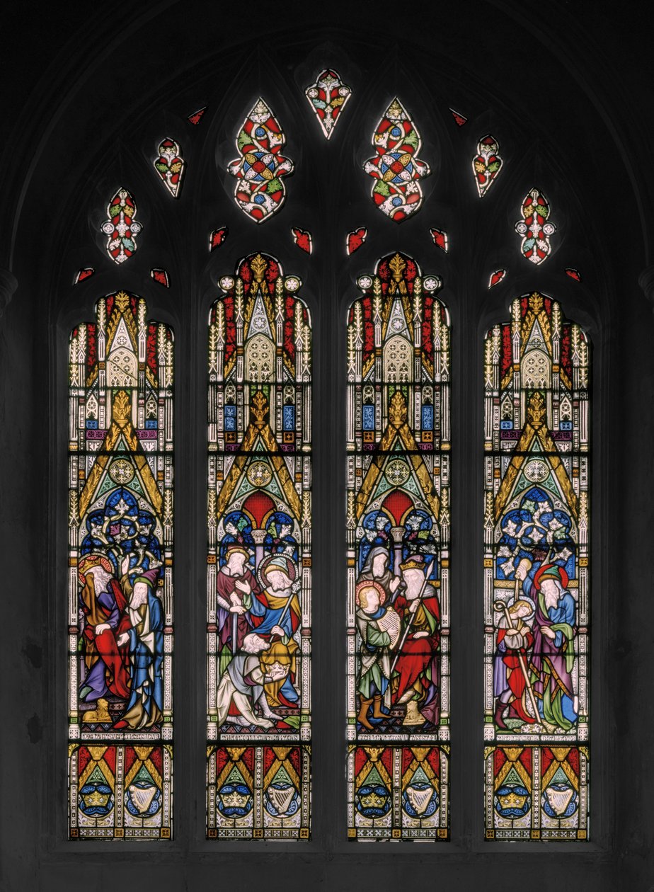 Dávid és Saul bibliai jelenetei, 1852 (ólomüveg) alkotó: Augustus Welby Northmore Pugin