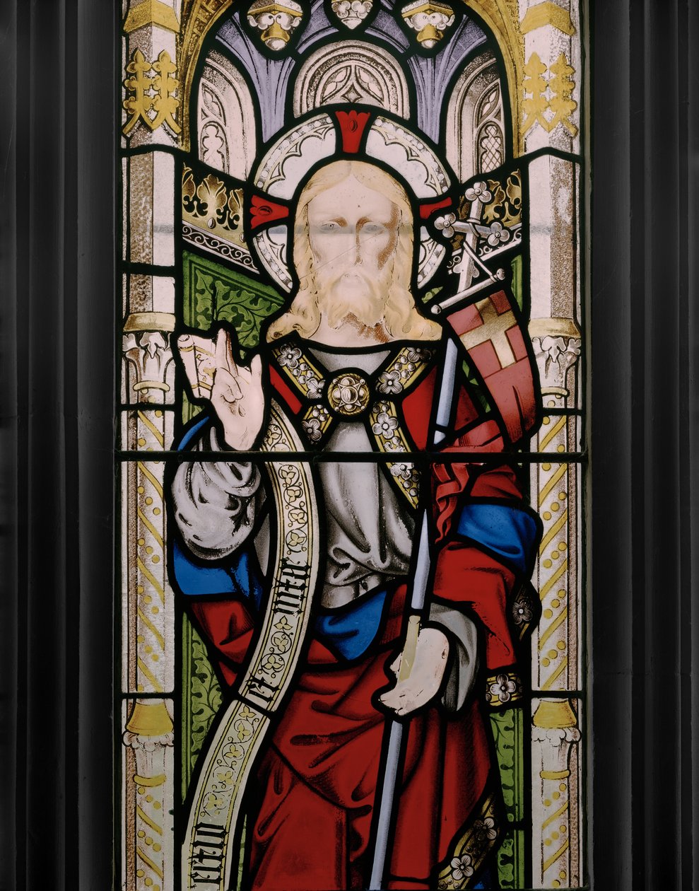Krisztusi áldás, részlet, 1851 (ólomüveg) alkotó: Augustus Welby Northmore Pugin
