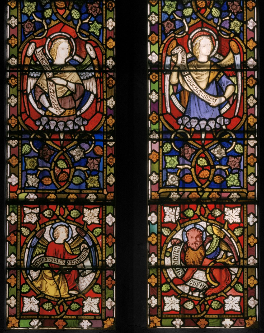 Krisztus angyalokkal körülvéve, részlet, 1850 (ólomüveg) alkotó: Augustus Welby Northmore Pugin
