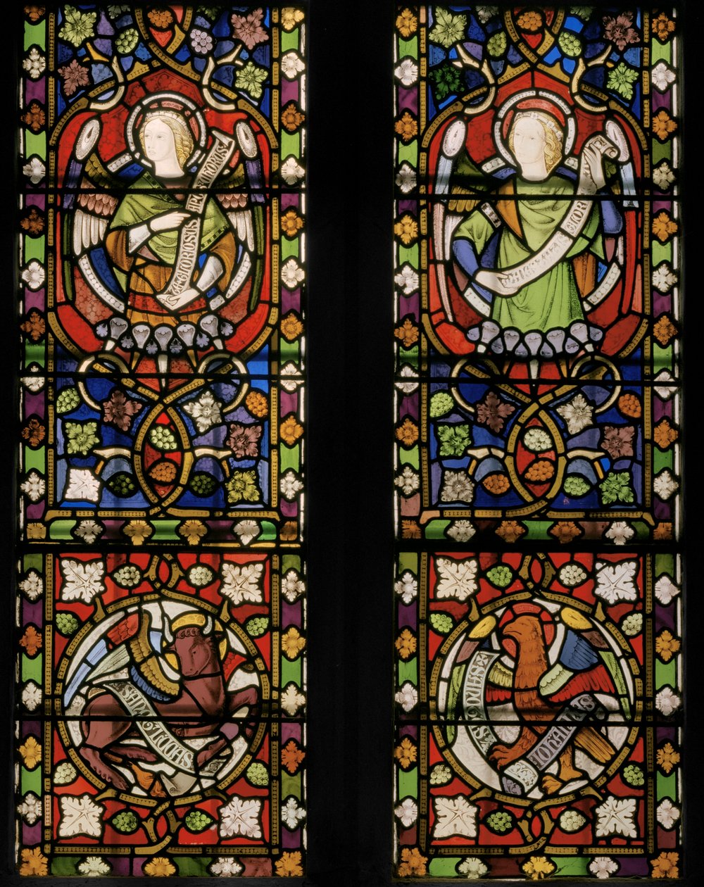 Krisztus angyalokkal körülvéve, részlet, 1850 (ólomüveg) alkotó: Augustus Welby Northmore Pugin