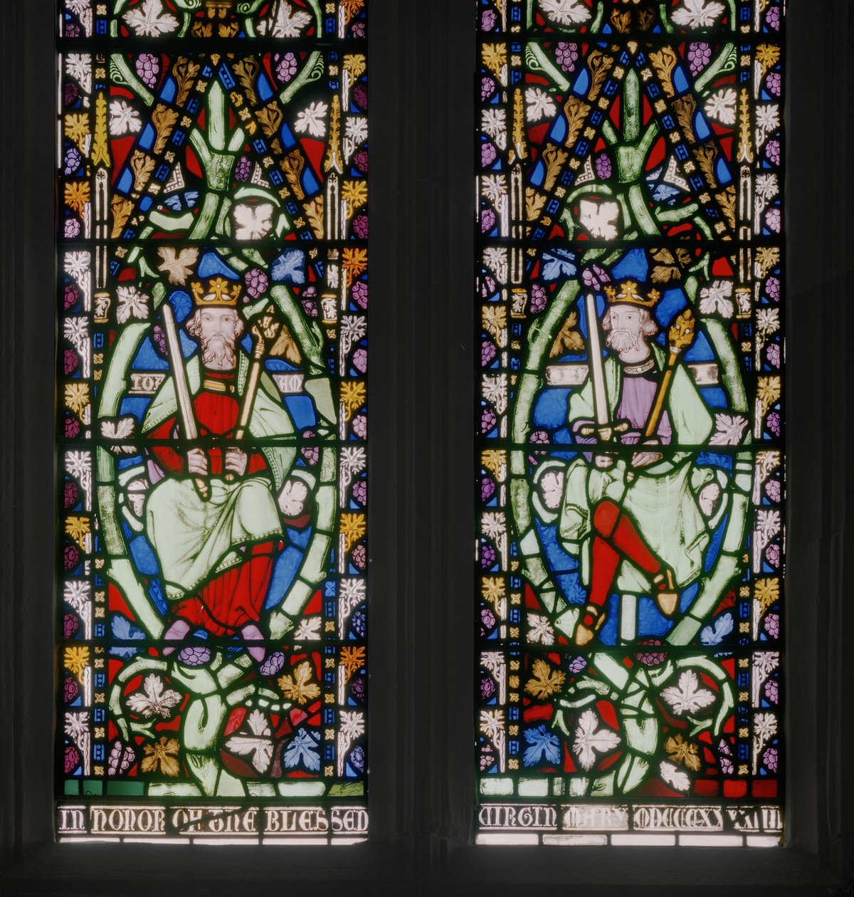 Keleti ablak Jesse-fával, részlet, 1884 körül (ólomüveg) alkotó: Augustus Welby Northmore Pugin
