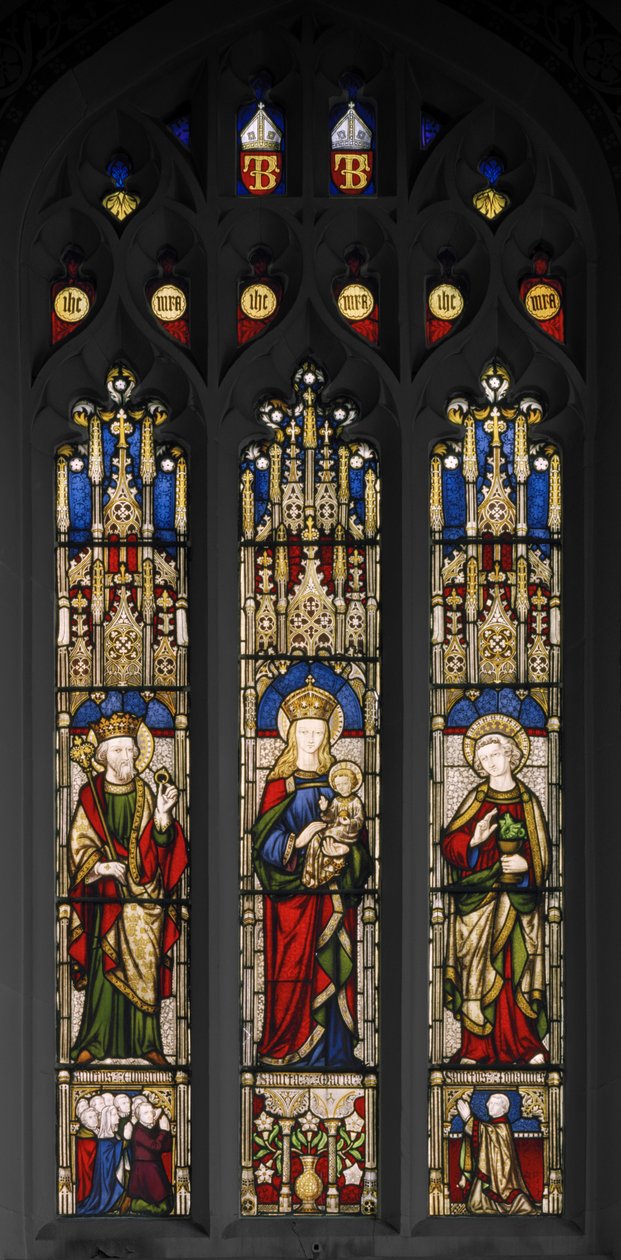Edward The Confesor, Virgin & Child és Szent János evangélista, 1846 (festett üveg) alkotó: Augustus Welby Northmore Pugin