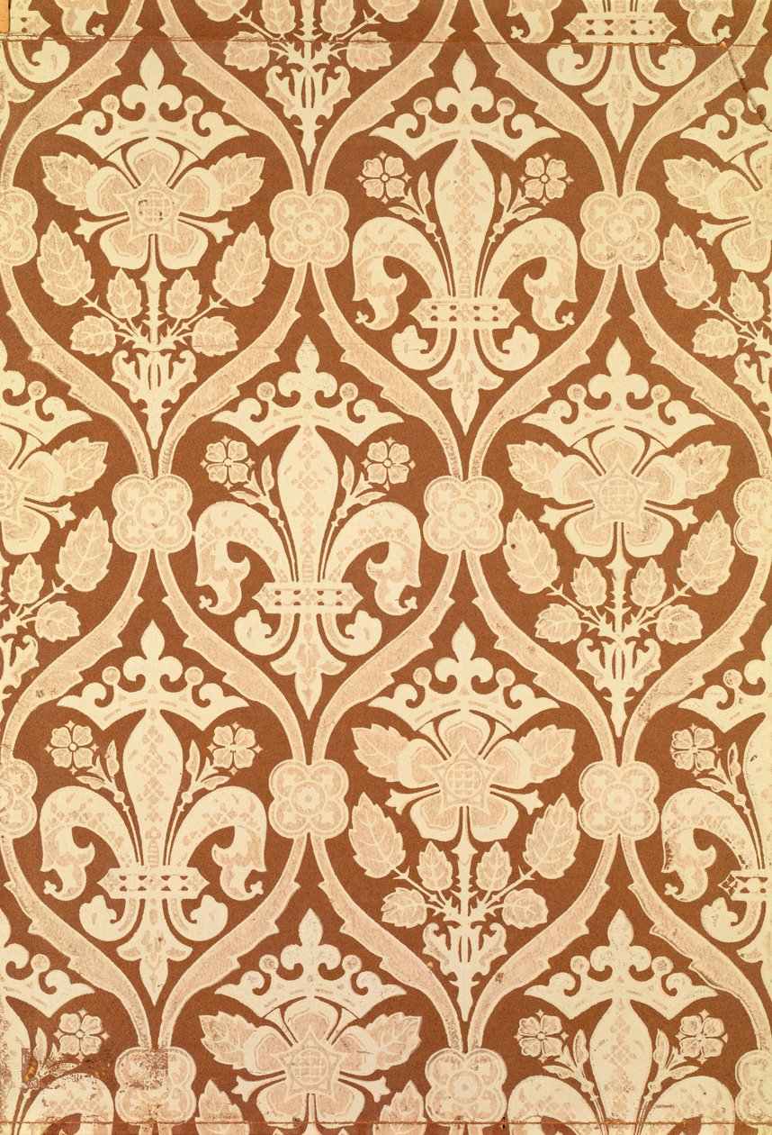 „Fleur-de-Lis”, S. Scott által tervezett és a Cole and Sons által gyártott reprodukciós tapéta a Parlament házaihoz, 1845-50 (lásd még: 87555) alkotó: Augustus Welby Northmore Pugin