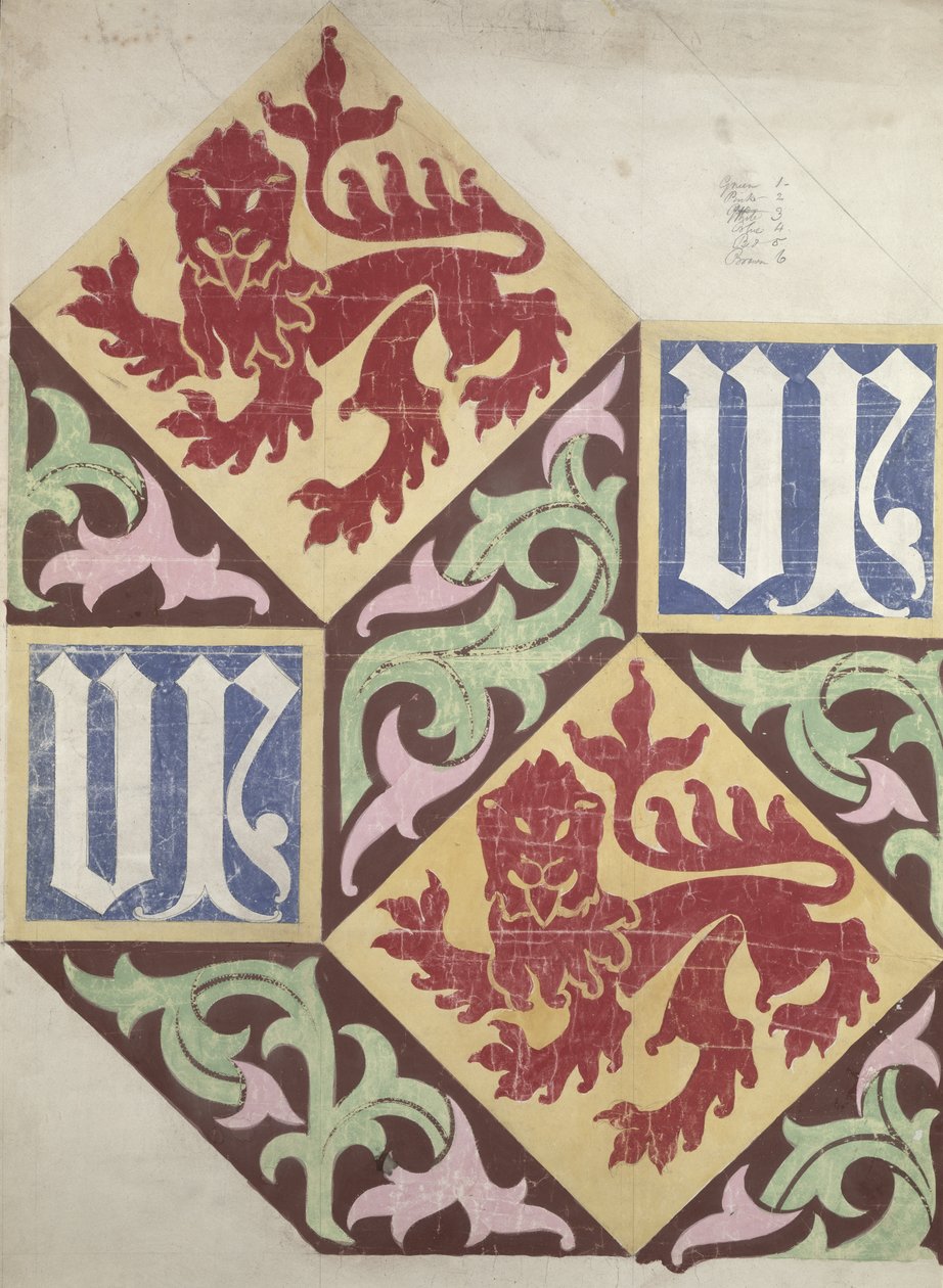 Padlóterv a Parlament épületéhez (gouache és ceruza, papír) alkotó: Augustus Welby Northmore Pugin