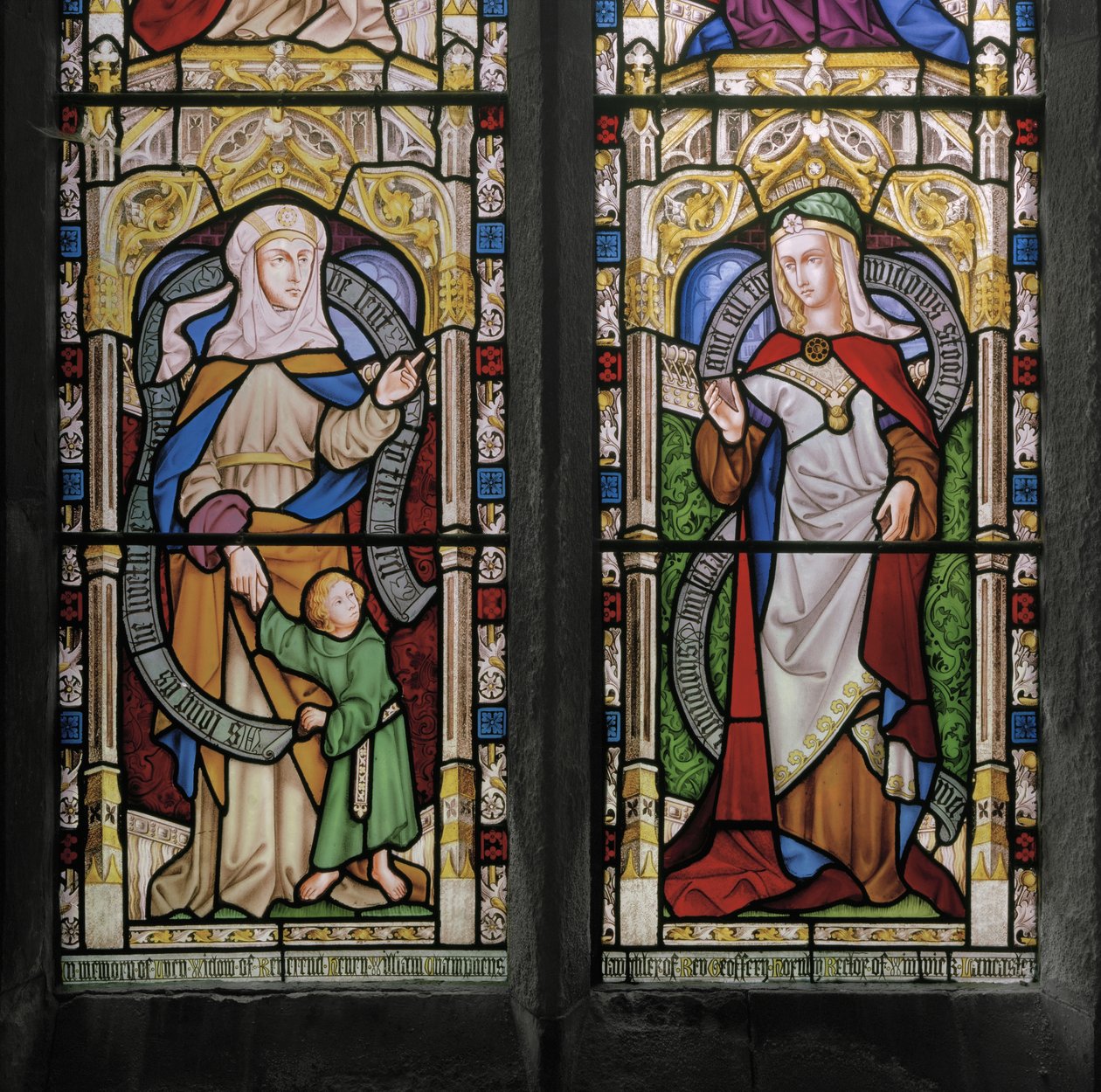 Hannah az ifjú Samuellel és Dorcassal, 1852 (ólomüveg) alkotó: Augustus Welby Northmore Pugin