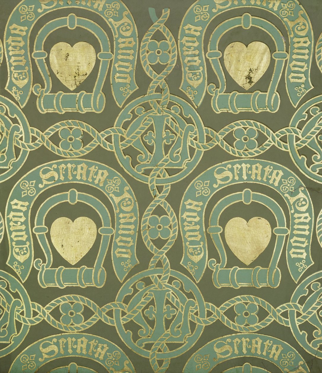 Szív motívumú egyházi tapéta design alkotó: Augustus Welby Northmore Pugin