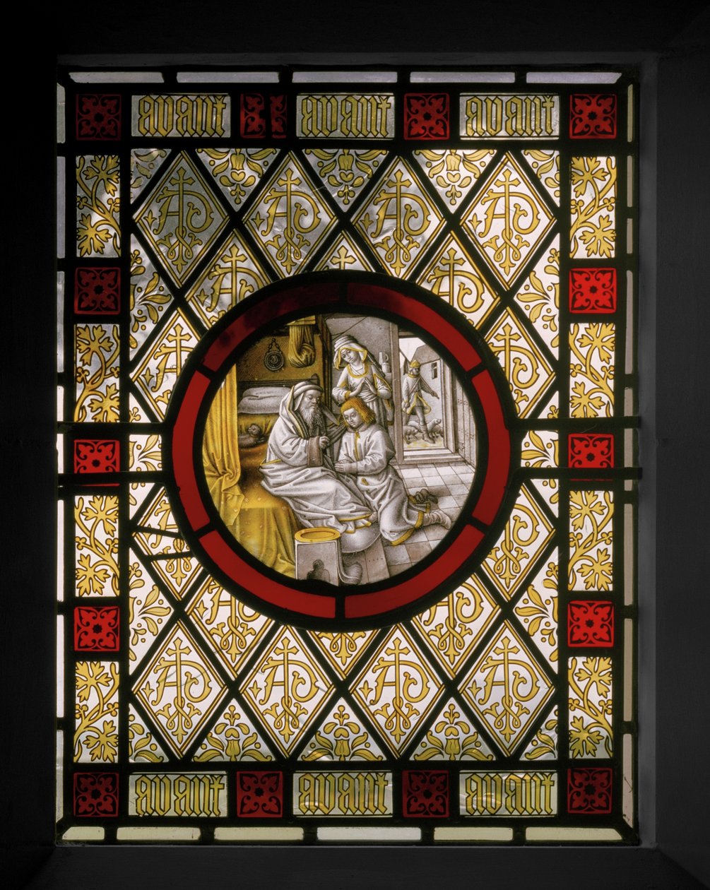 Könyvtárablak holland körvel, 1844 körül (ólomüveg) alkotó: Augustus Welby Northmore Pugin
